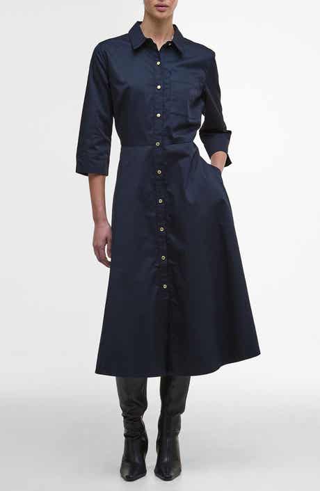 Saffron Cotton Fit & Flare Midi Shirtdress