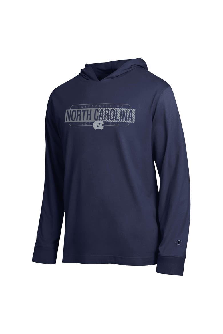 Men's Champion  Navy North Carolina Tar Heels Gradient All-Star Long Sleeve Hooded T-Shirt, Alternate, color, Navy