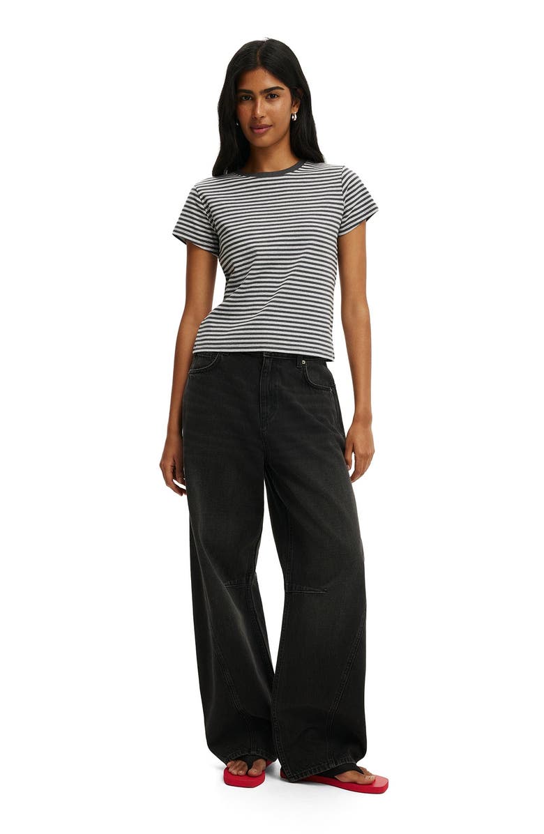 Cotton On Women's 90 S Baby Tee, Alternate, color, Madi Stripe Grey Marle