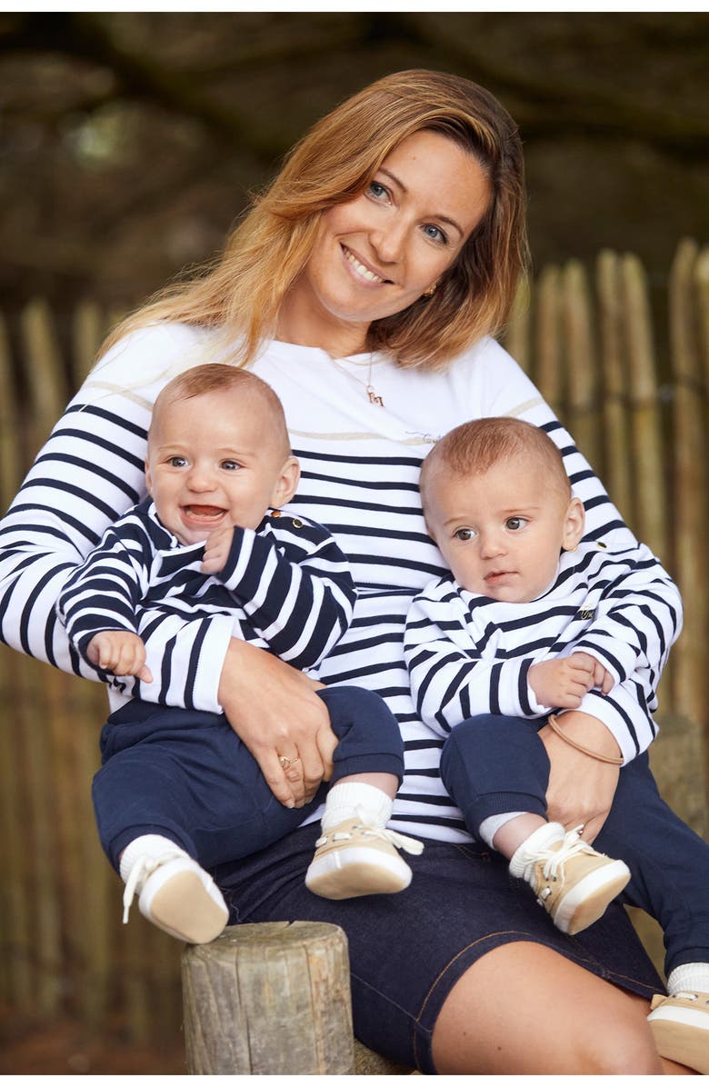 Cache Coeur Crozon Sailor Long Sleeve Organic Cotton Maternity Top, Alternate, color, 