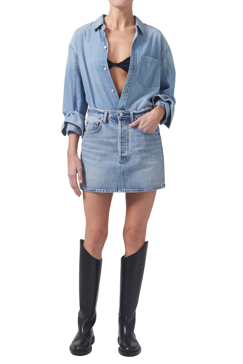 Ramona Denim Miniskirt, Alternate, color, FIESTA