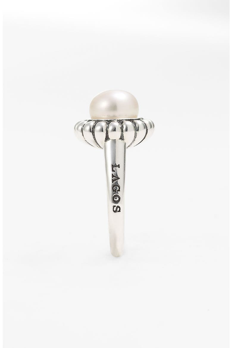 'Luna Pearl' Fluted Ring, Alternate, color, SILVER