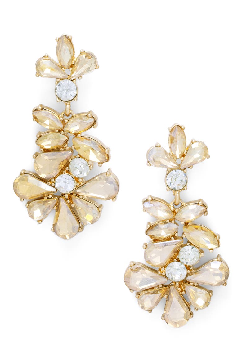Crystal Drop Earrings, Main, color, GOLD