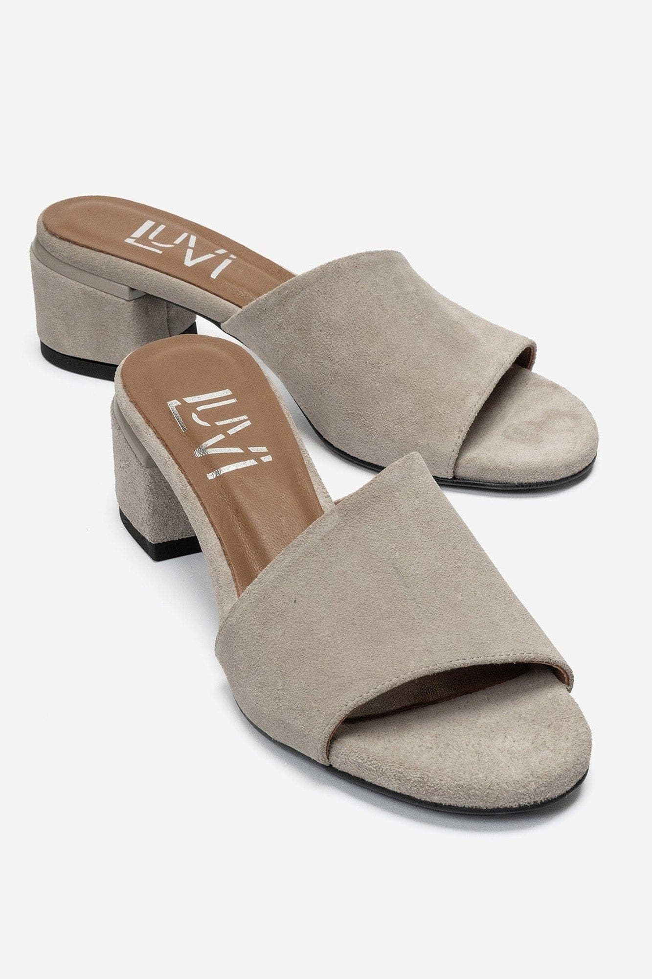 Delavie Leather Block Heel Sandal, Main, color, Beige Suede
