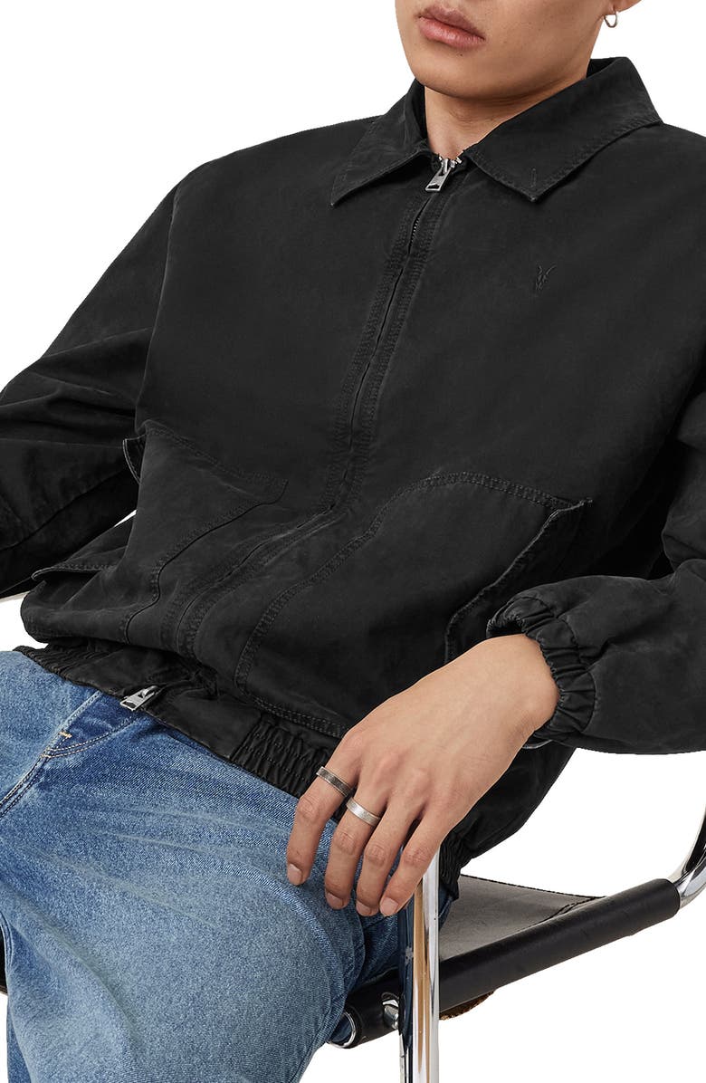 AllSaints Holman Cotton Jacket, Alternate, color, Faded Black