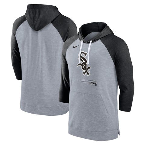 Men's Nike Heather Gray/Heather Black Chicago White Sox Baseball Raglan 3/4-Sleeve Pullover Hoodie