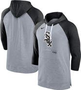 Nike Men's Nike Heather Gray/Heather Black Chicago White Sox Baseball Raglan 3/4-Sleeve Pullover Hoodie