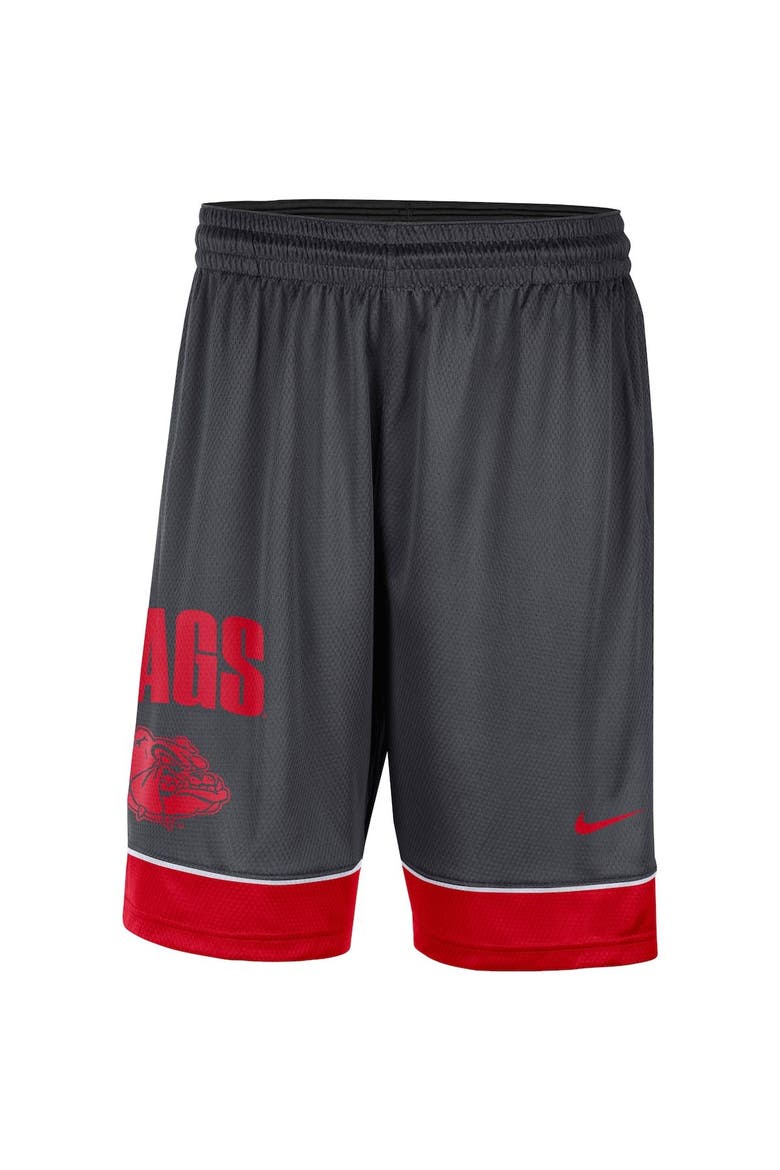 Men's Nike Charcoal/Red Gonzaga Bulldogs Performance Fast Break Shorts, Alternate, color, Charcoal