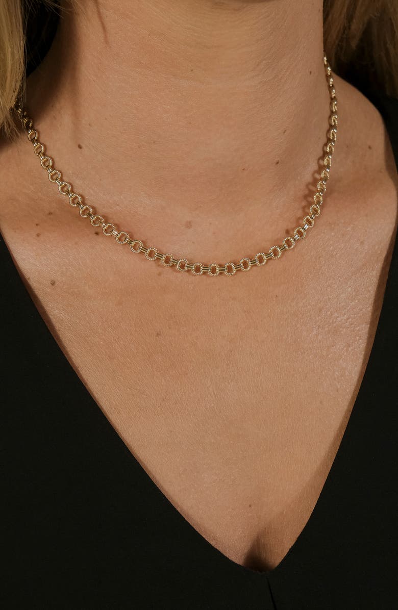 Sterling Forever Parker Textured Chain Necklace, Alternate, color, Gold