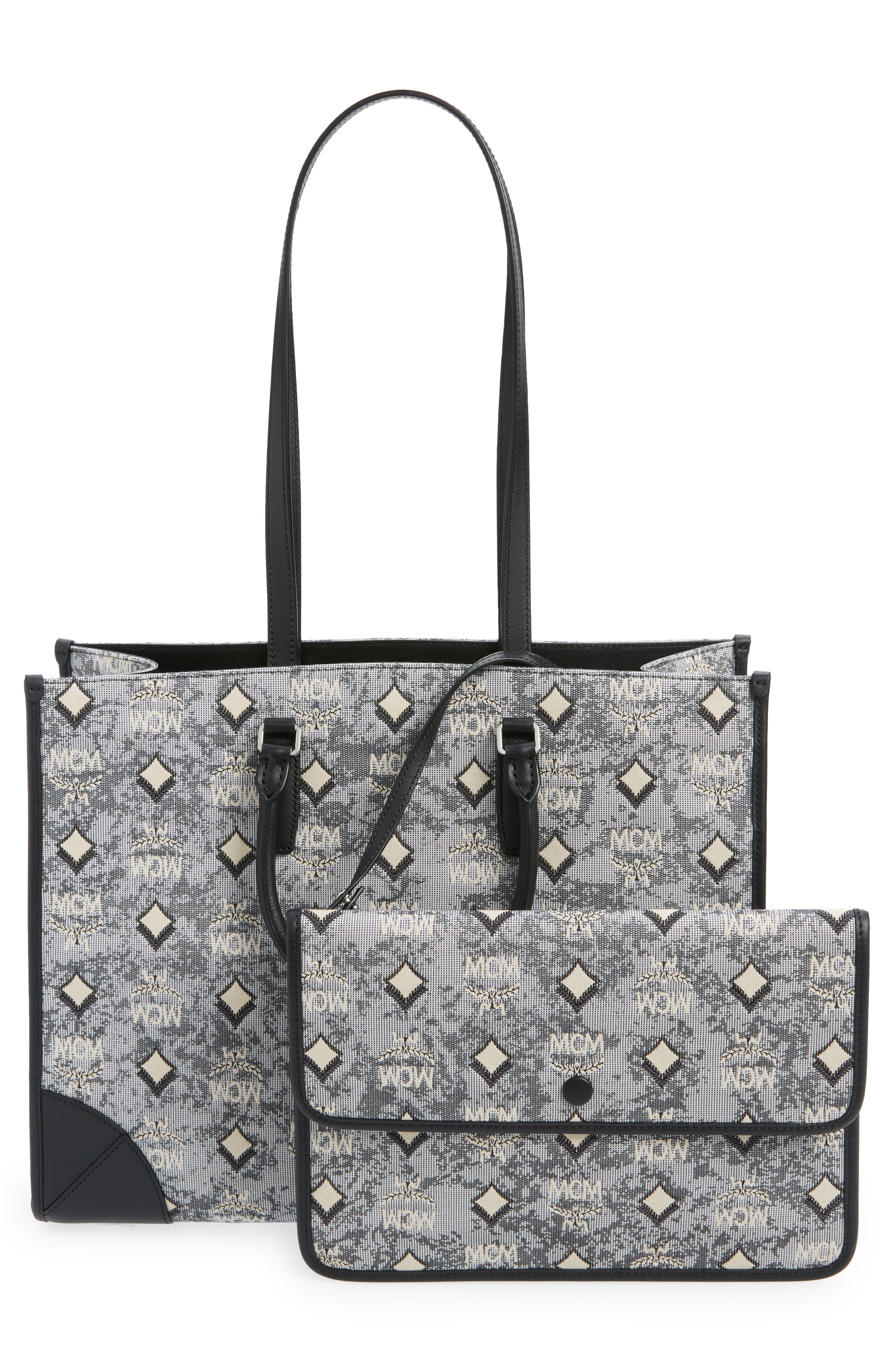 MCM Jacquard Logo Tote, Alternate, color, 