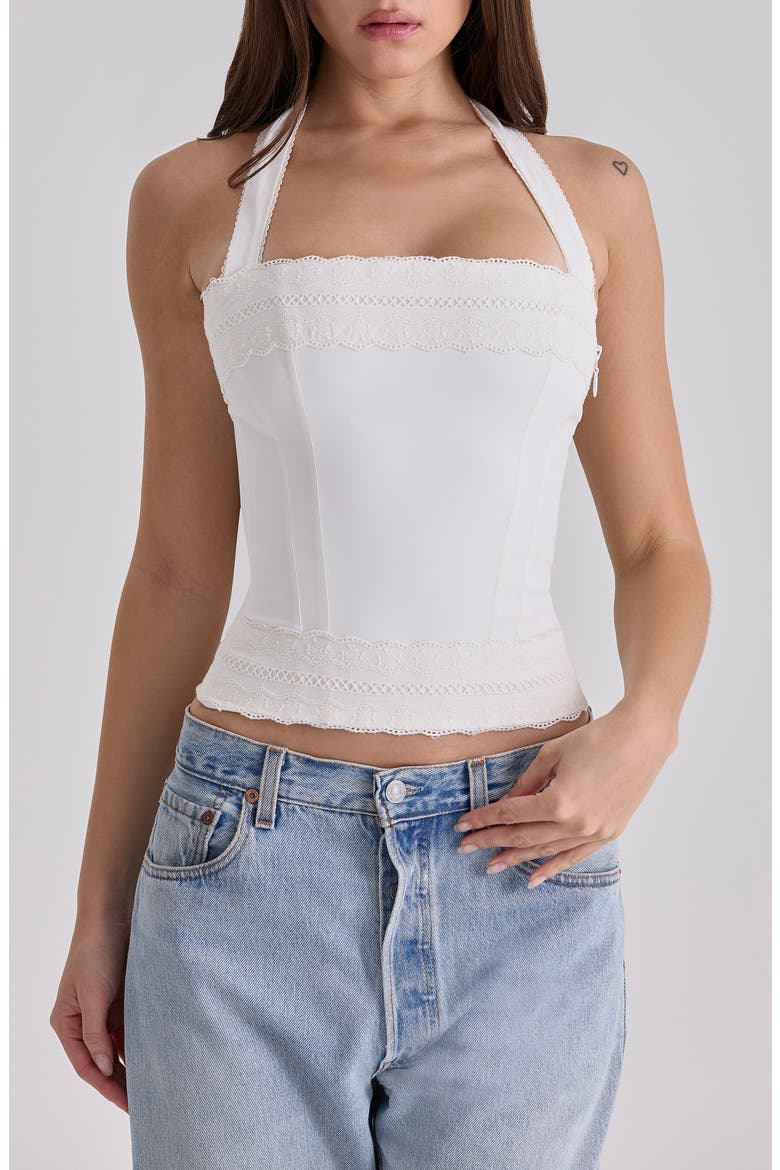 Cosette Halter Neck Crop Top, Main, color, WHITE