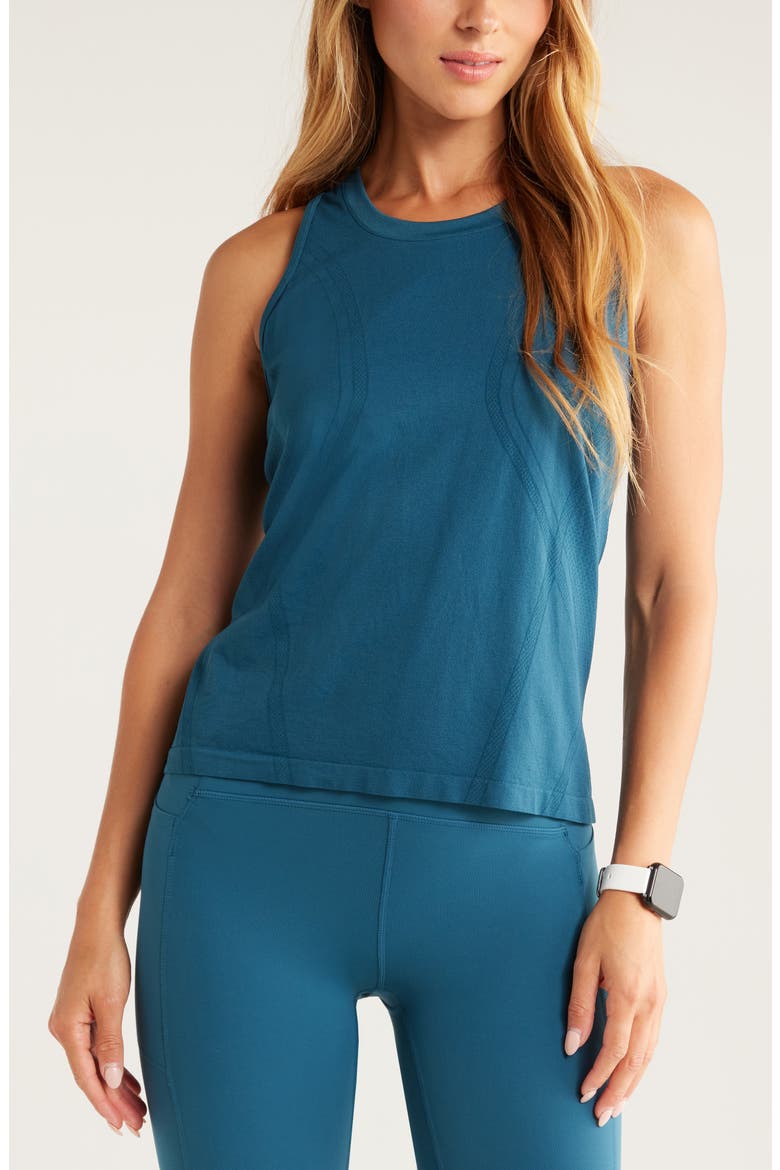 Propel Seamless Tank, Main, color, TEAL SEAGATE