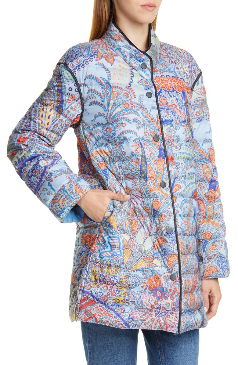 Etro Paisley Print Water Resistant Down Puffer Jacket, Alternate, color, 