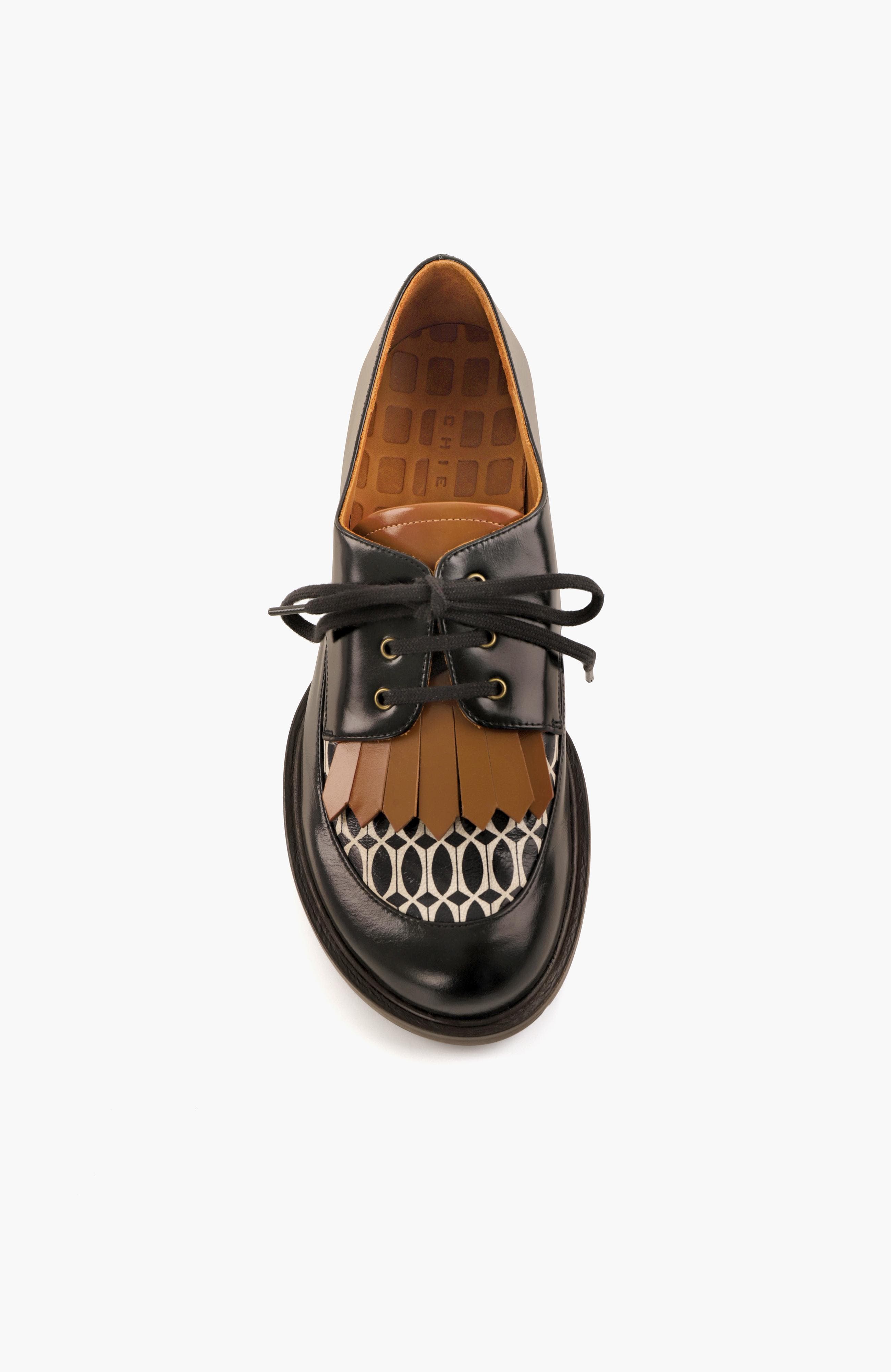 JERIPA Mixed-leather Oxford shoes, Alternate, color, Black