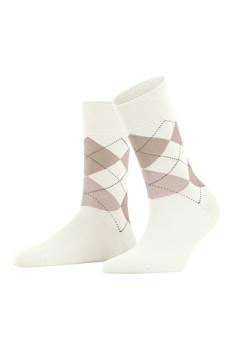 Argyle Organic Cotton Blend Crew Socks, Alternate, color, OFF-WHITE