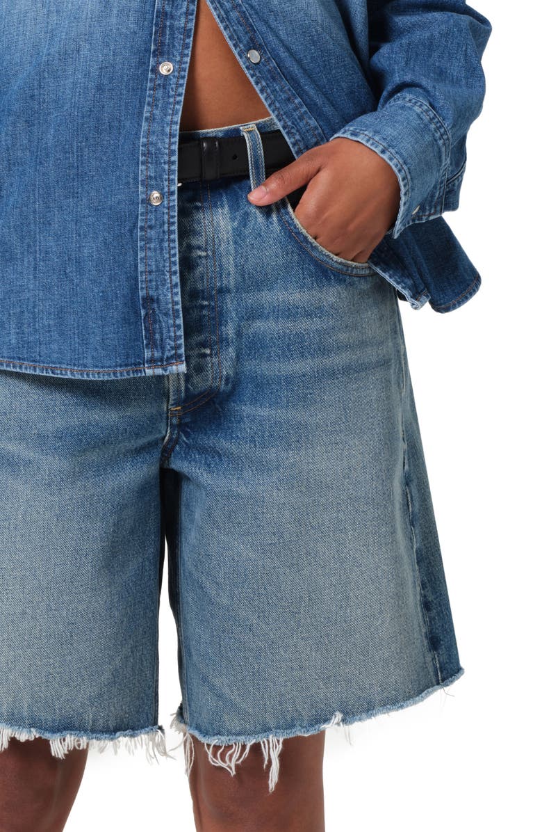Citizens of Humanity Ayla High Waist Raw Hem Cutoff Denim Bermuda Shorts, Alternate, color, Babylonia