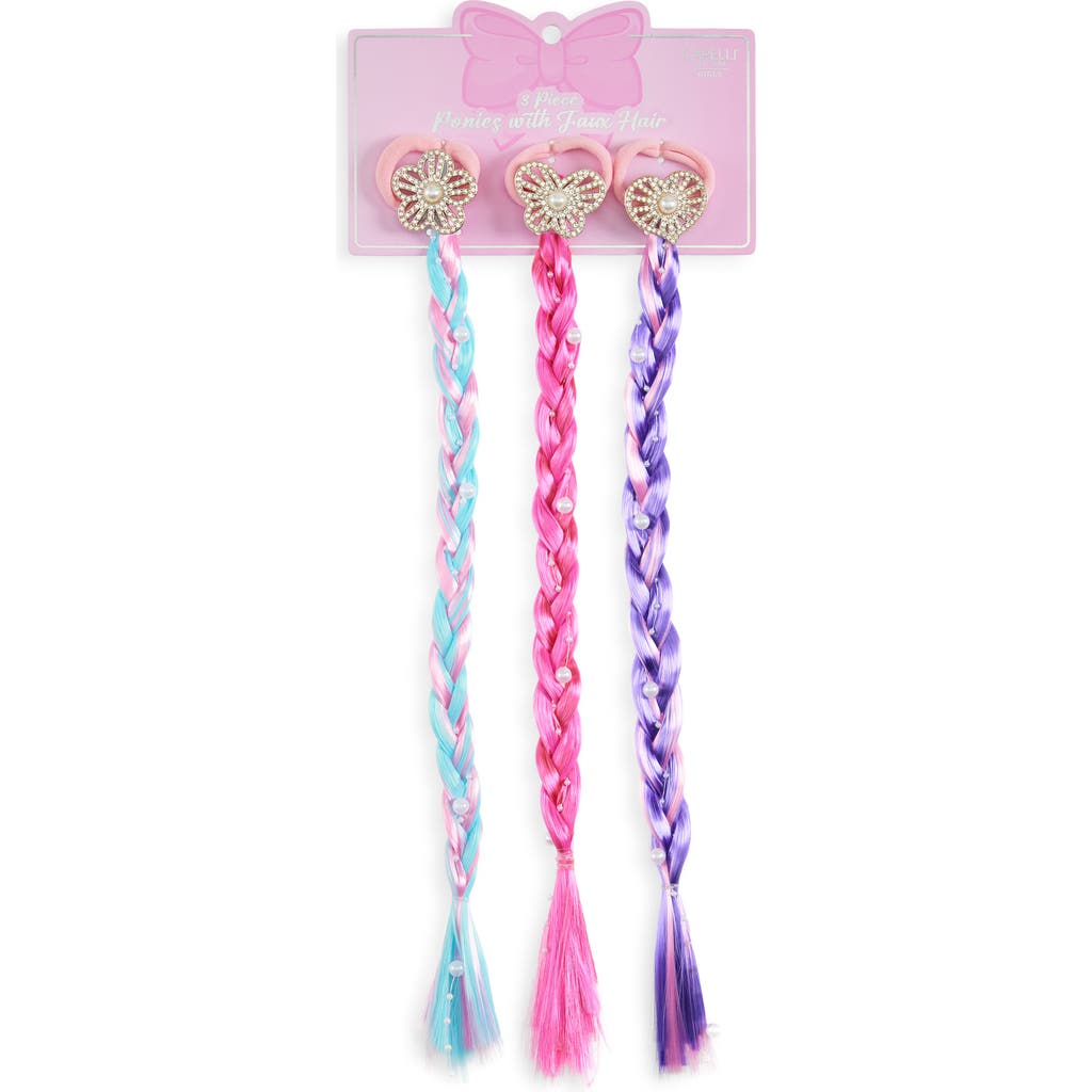 Capelli New York Kids' Assorted 3-pack Faux Hair Clips In Multi