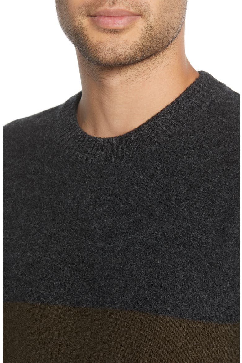 Regular Fit Felted Wool Blend Sweater, Alternate, color, LODEN GREEN/ DARK GREY MELANGE
