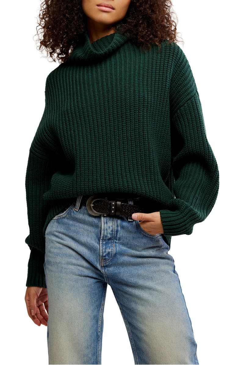 Free People Swim Too Deep Turtleneck Sweater, Main, color, Deepest Spruce