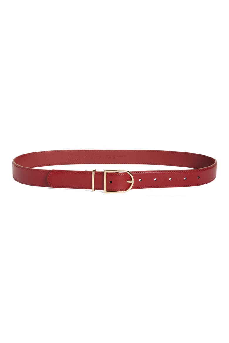 Leather Belt, Main, color, BURGUNDY
