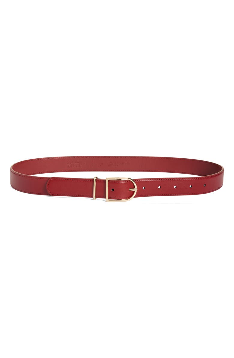 NORDSTROM RACK Leather Belt, Main, color, Burgundy