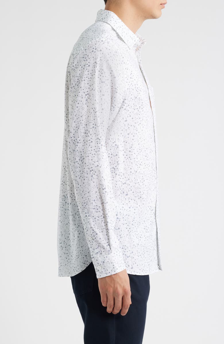 Nordstrom Ditsy Floral Long Sleeve Stretch Cotton Blend Button-Up Shirt, Alternate, color, White Spring Ditsy