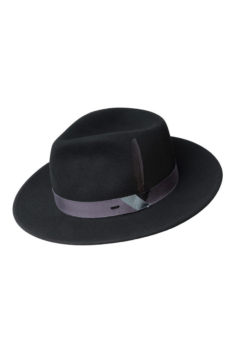 Kinns Felted Wool Fedora, Main, color, BLACK