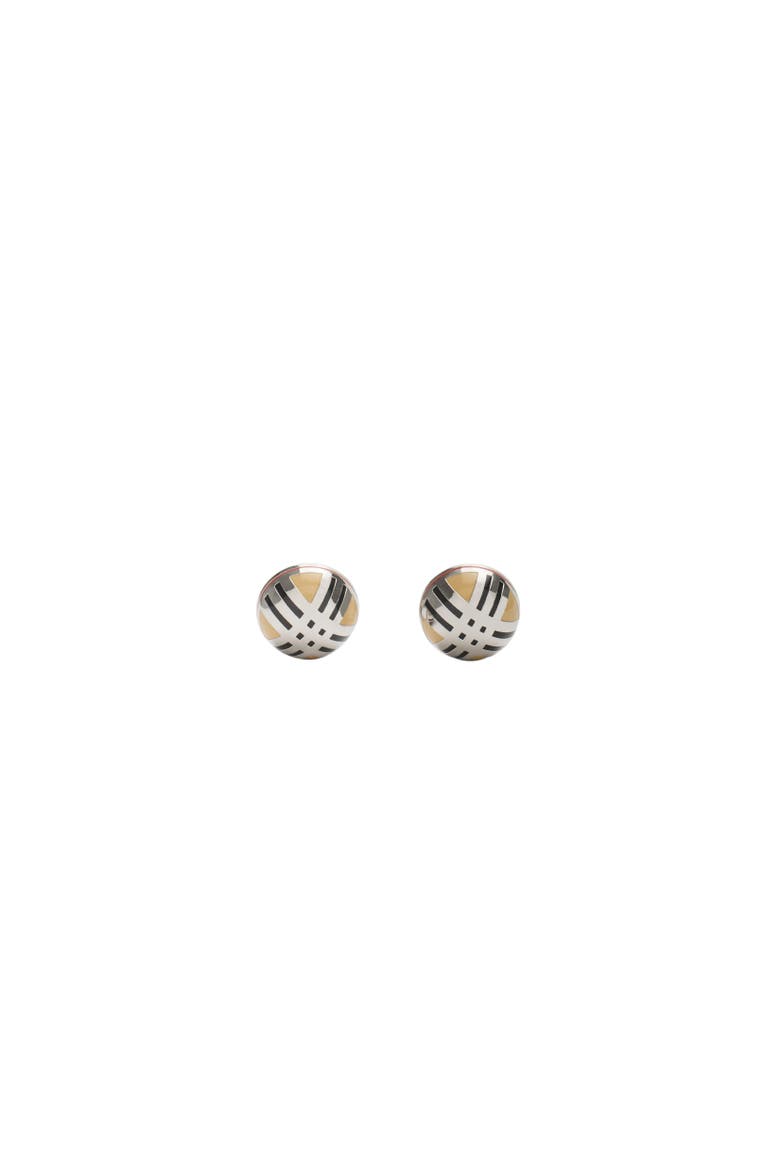 Enamel Check Cufflinks, Alternate, color, Silver