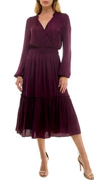 Socialite Long Sleeve Tiered Midi Dress