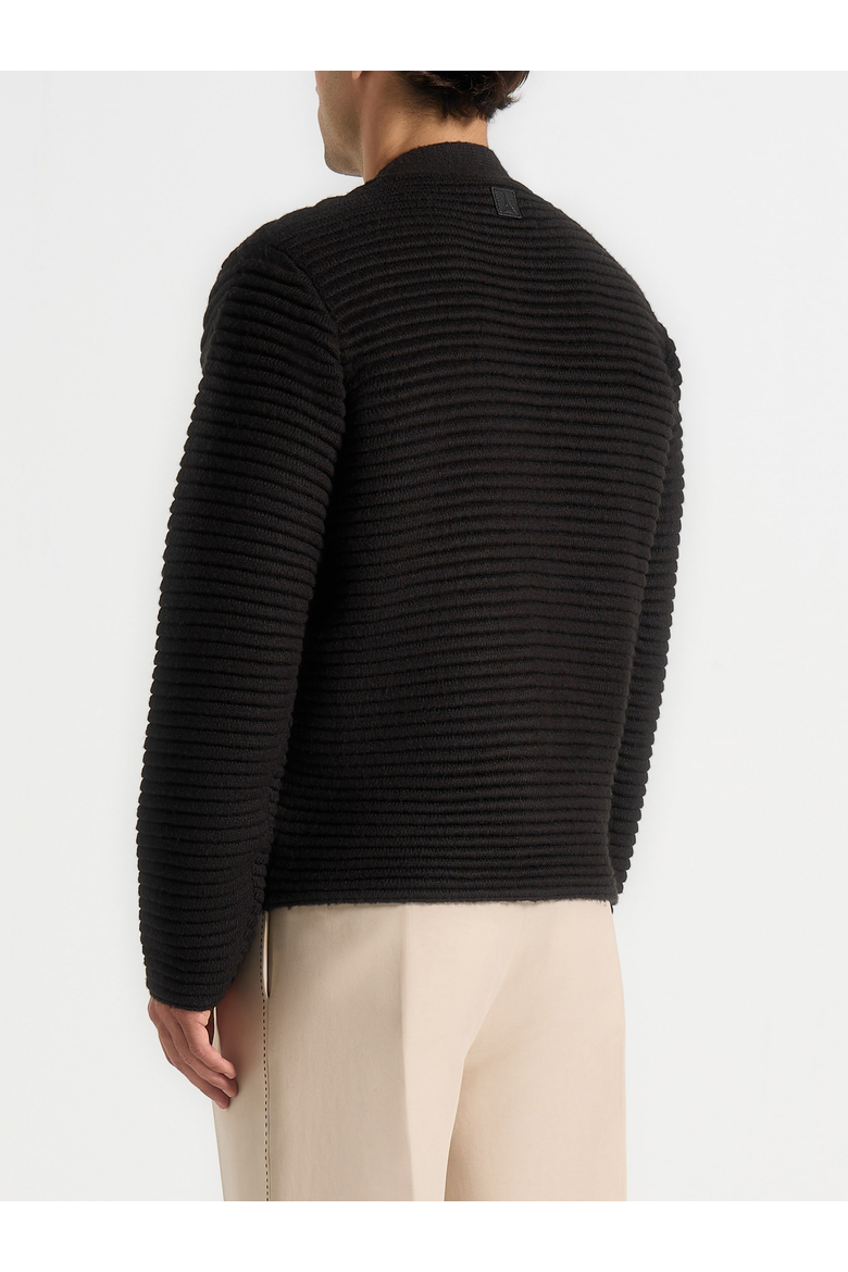 Anton Ribbed Knit Cardigan, Alternate, color, Black