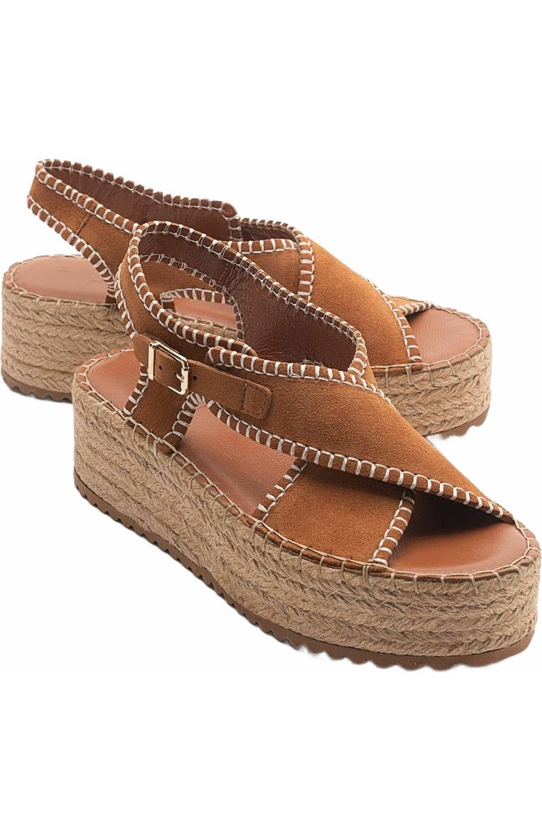 Forever & Always Shoes Bellezza Leather Platform Sandal, Main, color, Cognac Brown Suede Leather