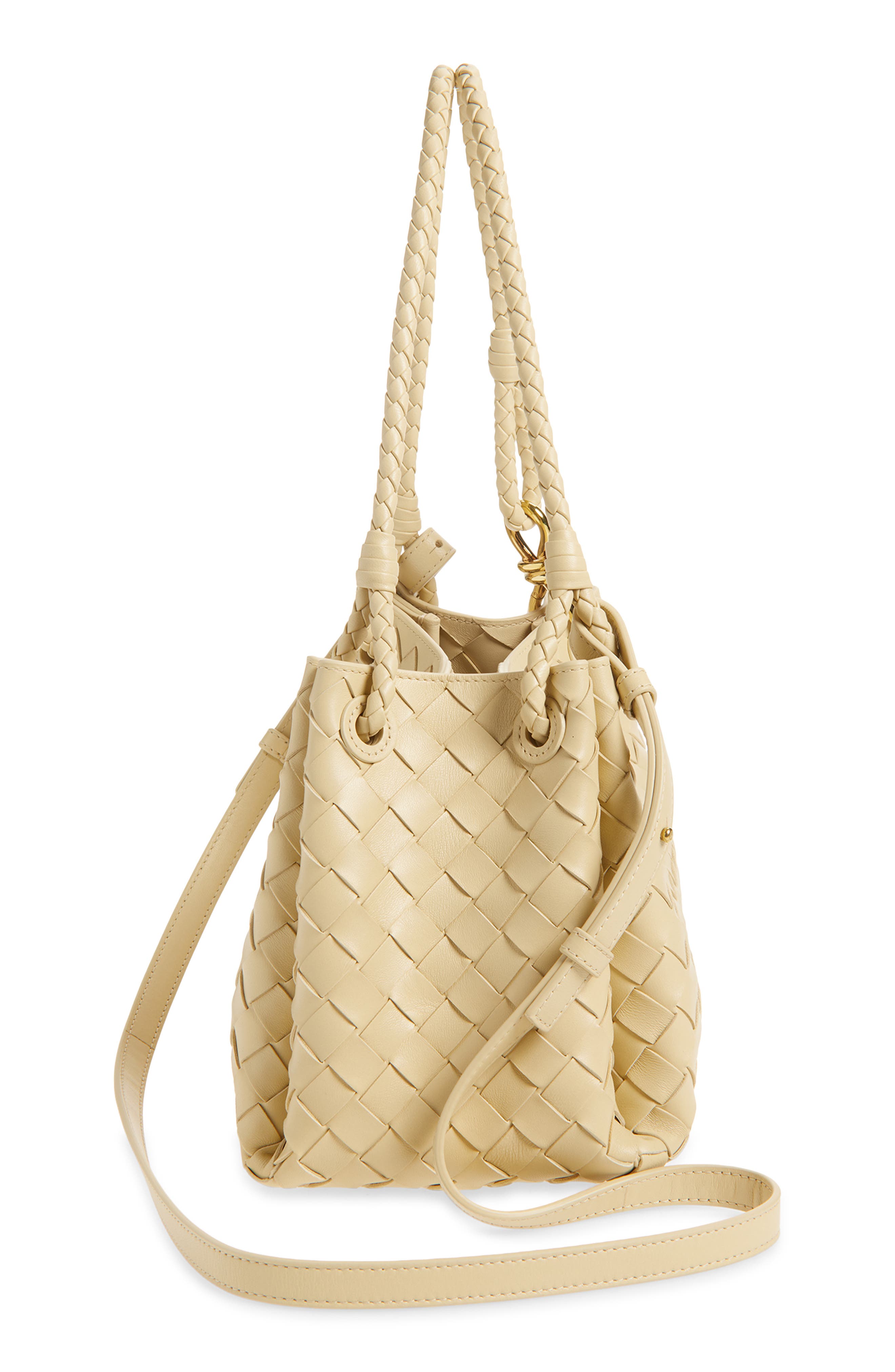 Bottega Veneta Small Parachute Intrecciato Leather Shoulder Bag, Alternate, color, 9712 Tufo-Muse Brass