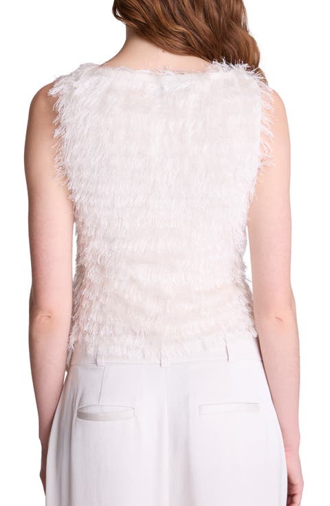 Eyelash Fringe Asymmetrical Pullover Top