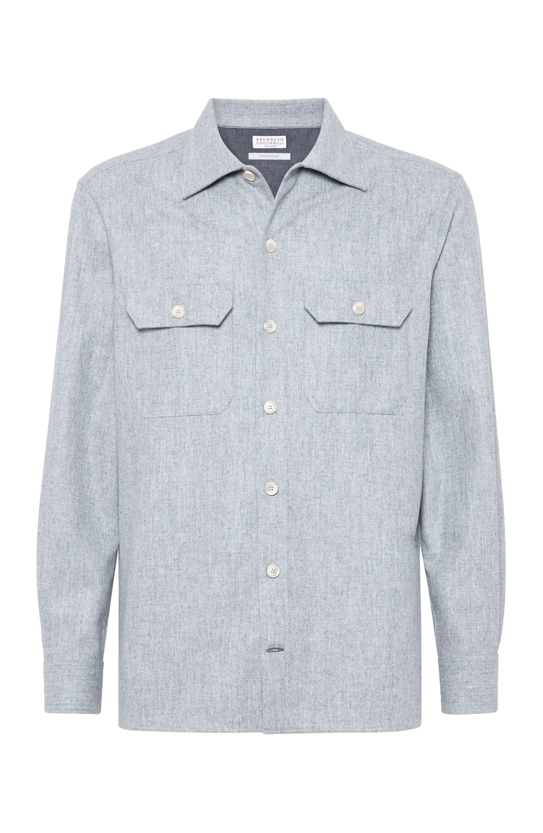 Brunello Cucinelli Virgin wool flannel overshirt, Main, color, 