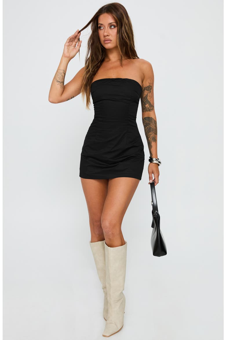 Yumiko Strapless Organic Cotton Romper, Alternate, color, BLACK