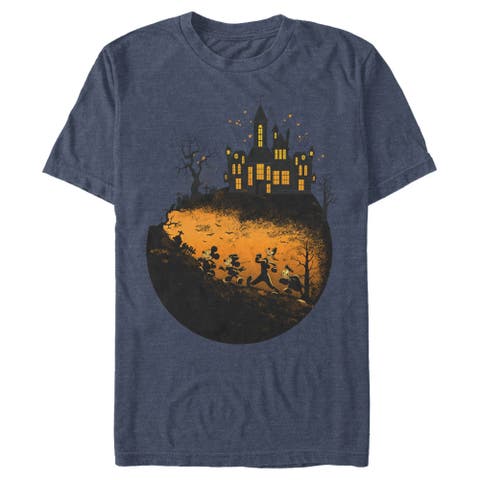 Men's Mickey & Friends Halloween Mickey Mouse and Haunted House  Graphic T-Shirt