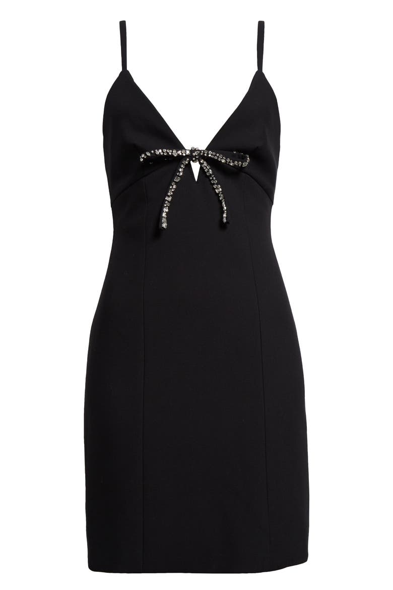 Adele Embellished Bow Minidress, Alternate, color, BLACK
