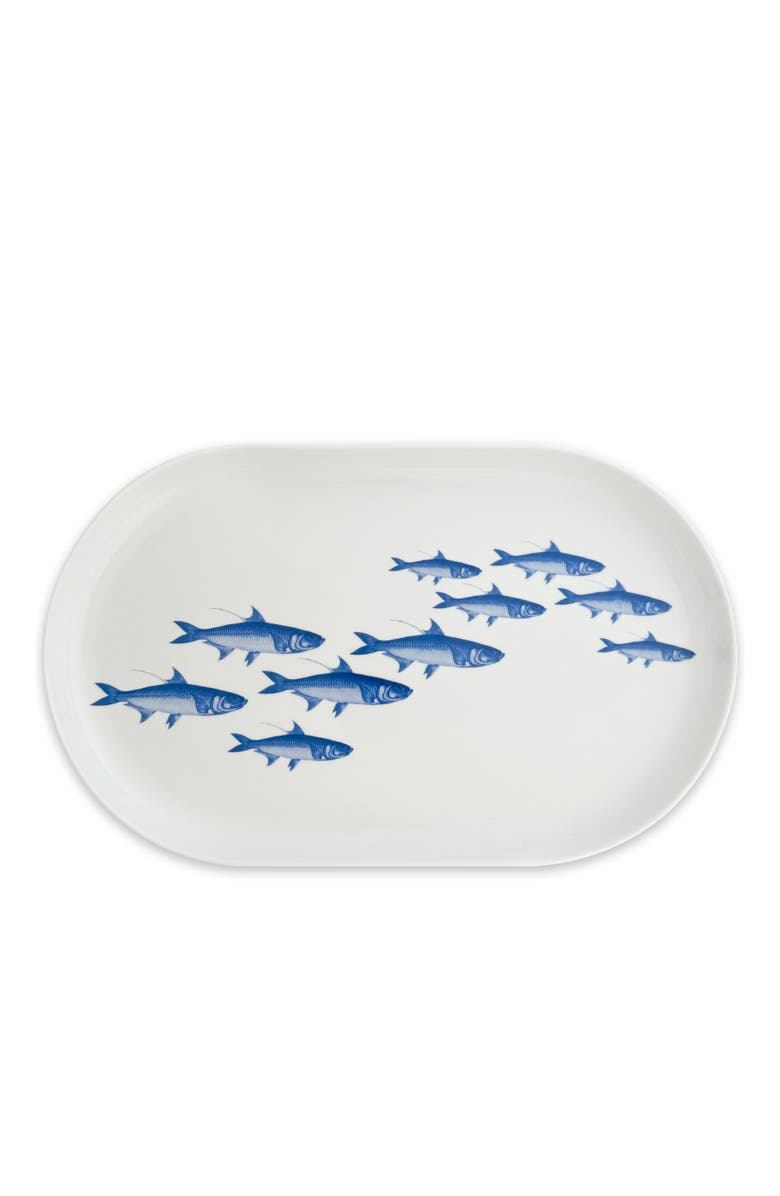 Caskata School of Fish Large Coupe Oval Platter - Porcelain, Main, color, Blue
