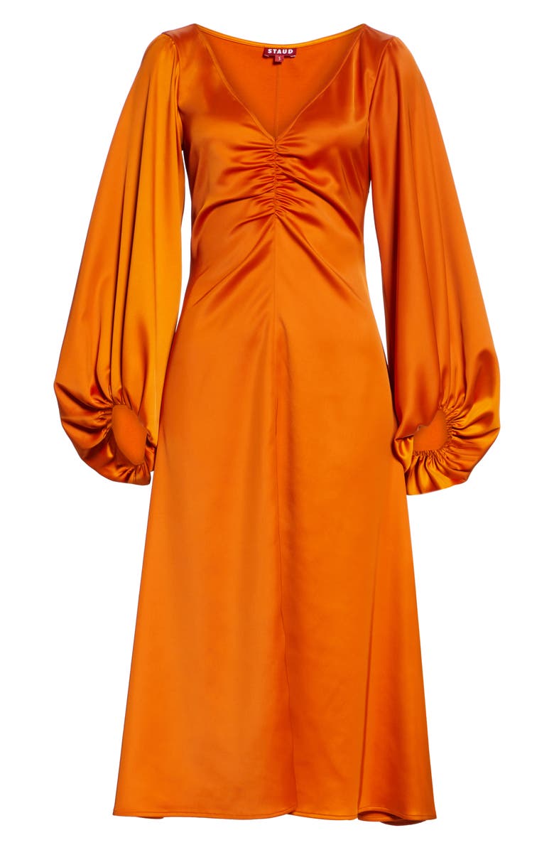 STAUD Sofia Long Balloon Sleeve Midi Dress, Alternate, color, 