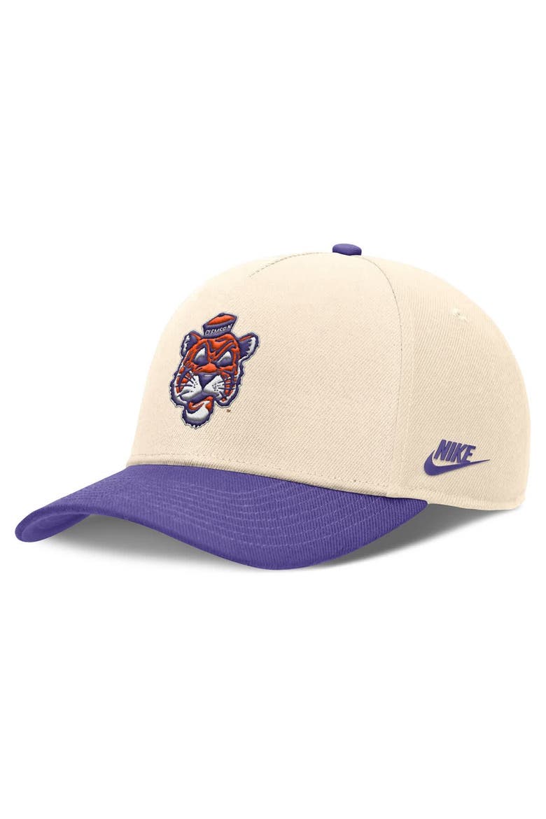 Men's Nike Natural/Purple Clemson Tigers Academic Rise Dri-FIT Adjustable Hat, Alternate, color, Natural