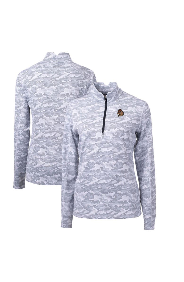 Cutter & Buck Women's Cutter & Buck Charcoal Oregon State Beavers Traverse Camo Print Stretch Quarter-Zip Pullover Top, Main, color, 