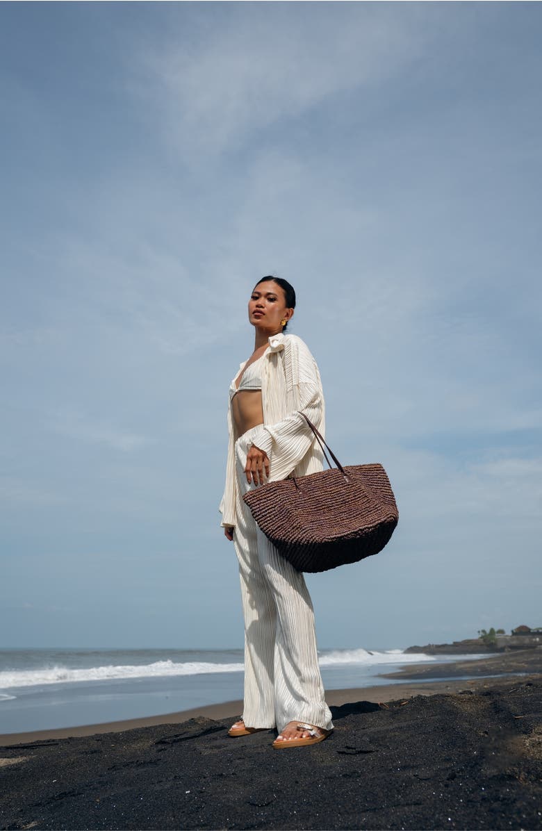 Jelavu The Wade Raffia Tote, Alternate, color, Chocolate