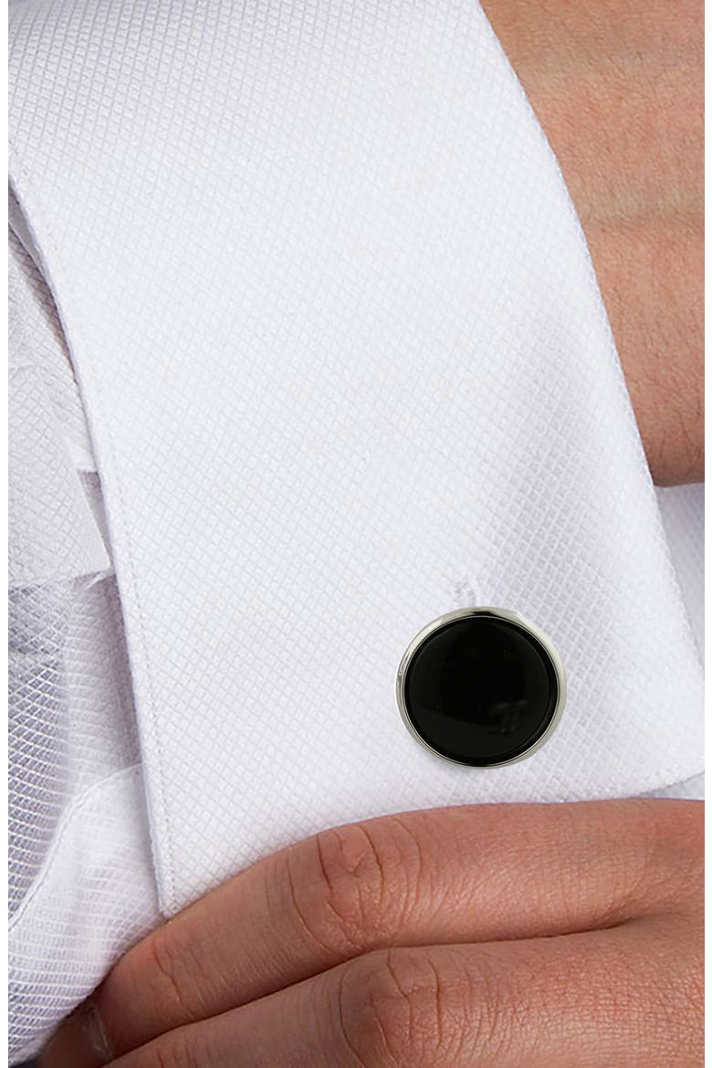 Onyx Cuff Links, Alternate, color, SILVER