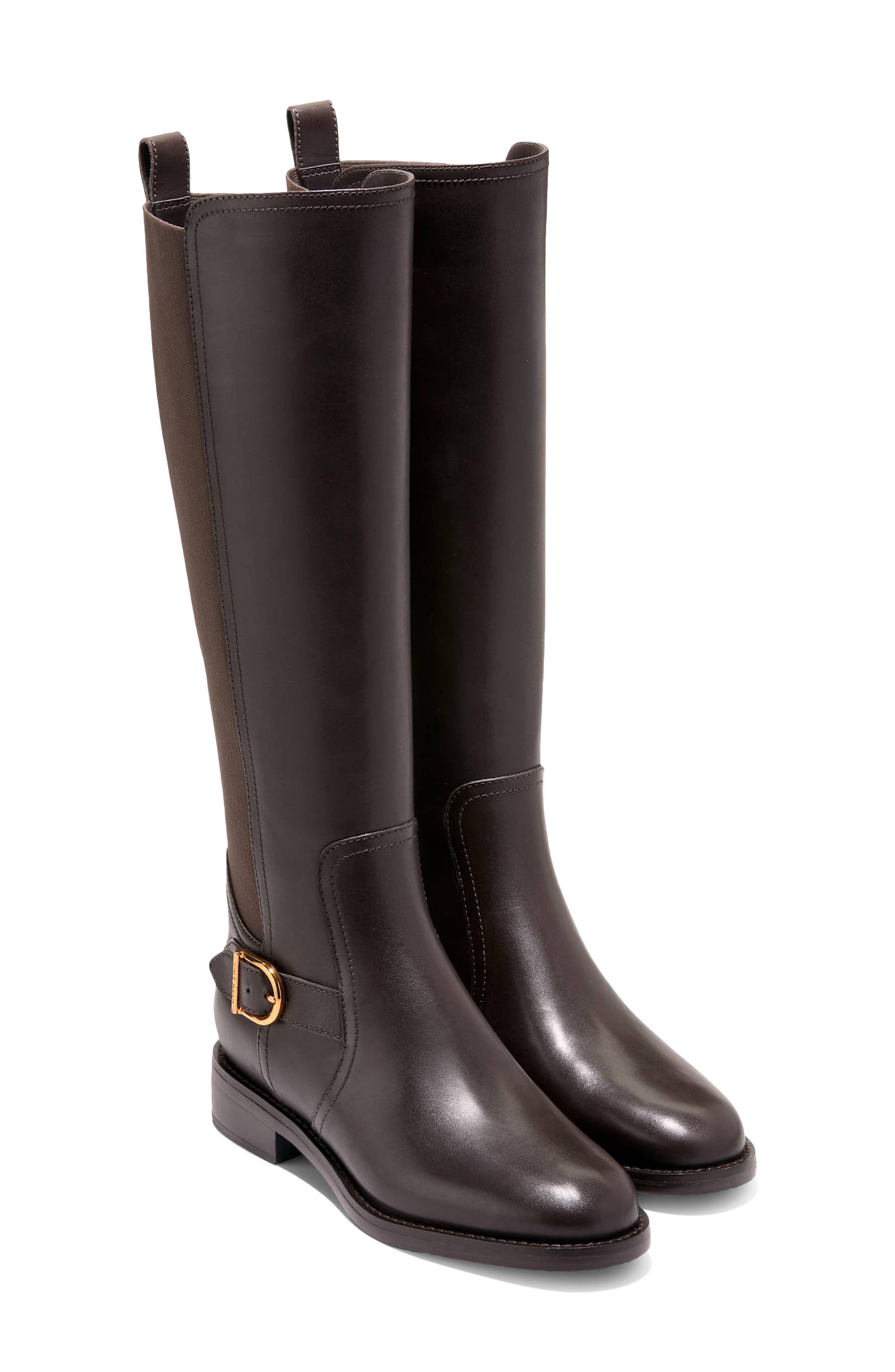 Prue Riding Boot, Alternate, color, DARK CHOCOLATE / STRETCH