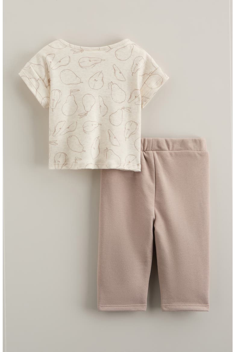Print T-Shirt & Pants Set, Alternate, color, BEIGE O LIGHT HEATHER PEARS