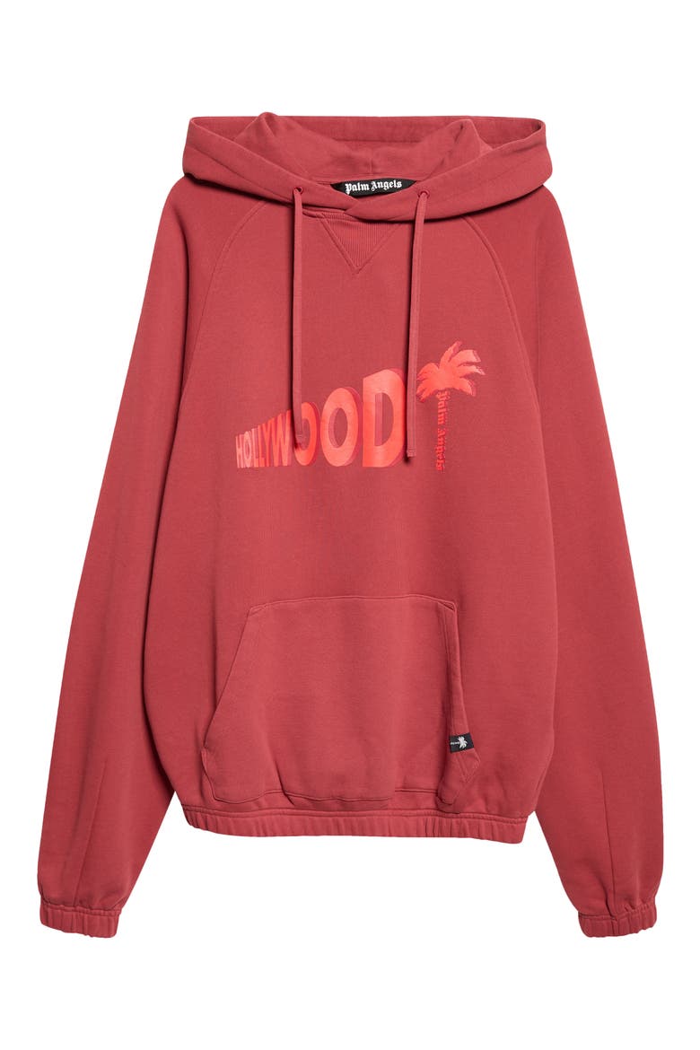 Sunset Blvd Palm Loose Fit Hoodie, Main, color, BRICK RED - RED