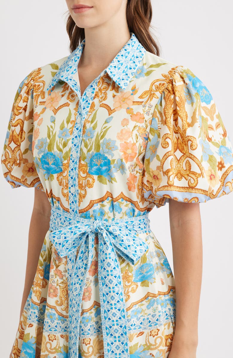 FLYING TOMATO Print Cotton Midi Dress, Alternate, color, Ivory