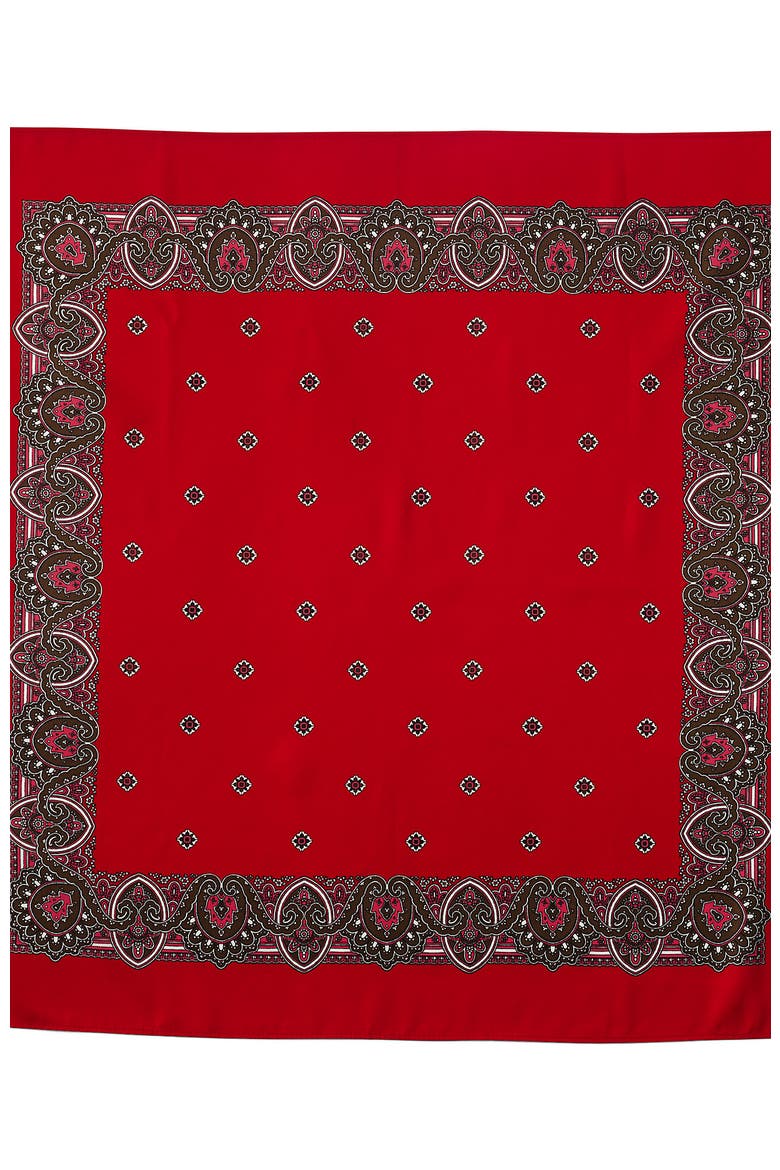 Printed Square Scarf, Alternate, color, Compass Red/Walnut Geo