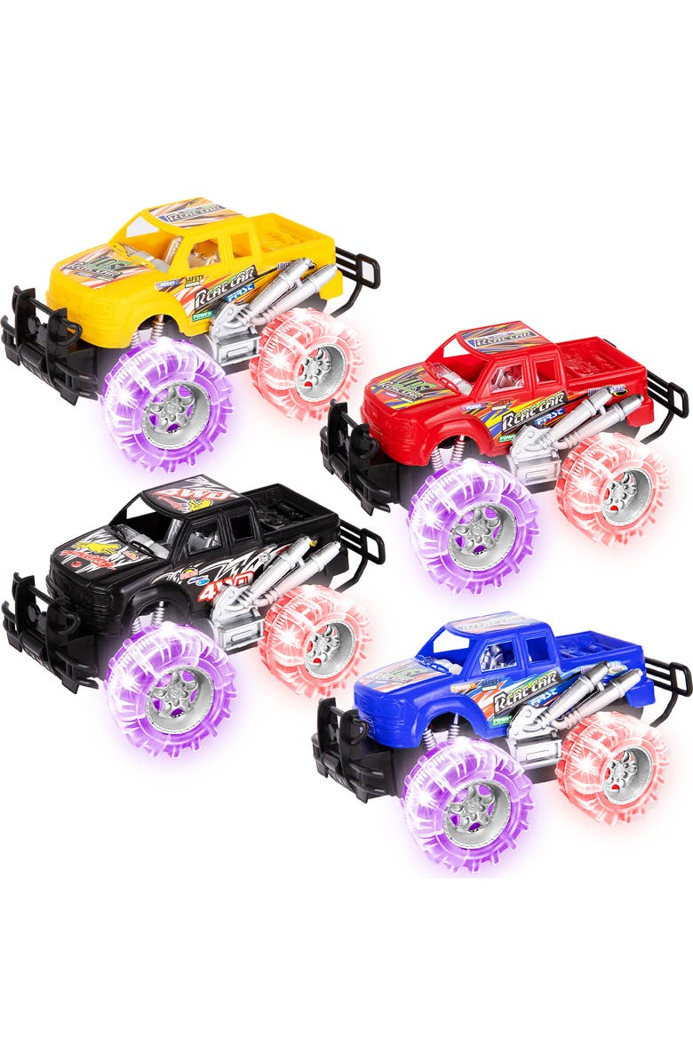 ArtCreativity Light Up Monster Trucks 4 Pack, Main, color, Multicolored