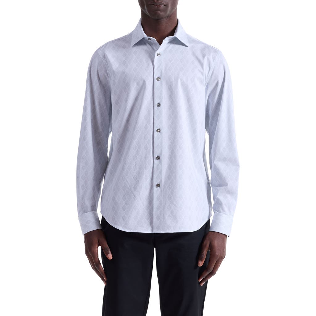 Bugatchi James Ooohcotton® Leaf Print Button-up Shirt In White